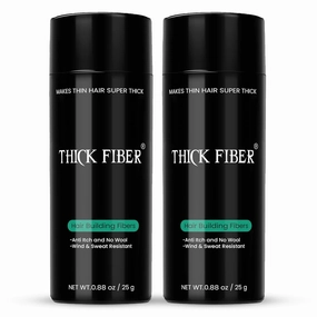 THICK FIBER Hair Fibers for Thinning Hair & Bald spots (LIGHT BROWN, Pack of 2) - 25g Bottle - Conceals Hair Loss in Seconds - Hair Powder For Women & Men