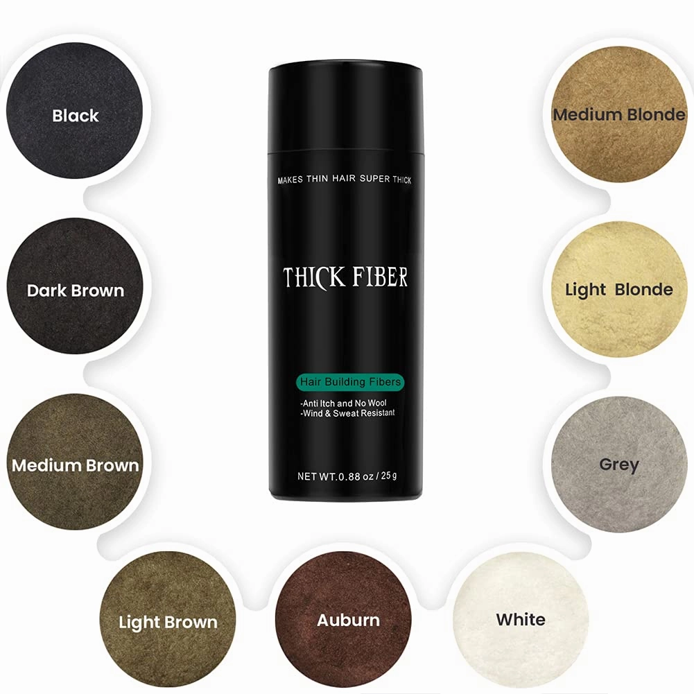 THICK FIBER Hair Fibers for Thinning Hair & Bald spots (LIGHT BROWN, Pack of 2) - 25g Bottle - Conceals Hair Loss in Seconds - Hair Powder For Women & Men