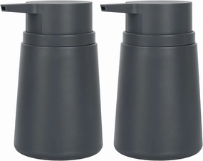 TOPSKY Soap Dispenser with Plastic Pump, 11 Ounce Liquid Hand Plastic Soap Dispenser, Rustproof Pump for Kitchen & Bathroom, Great for Lotions, Essential Oil, Liquid Soaps, 2 Pack (Grey)
