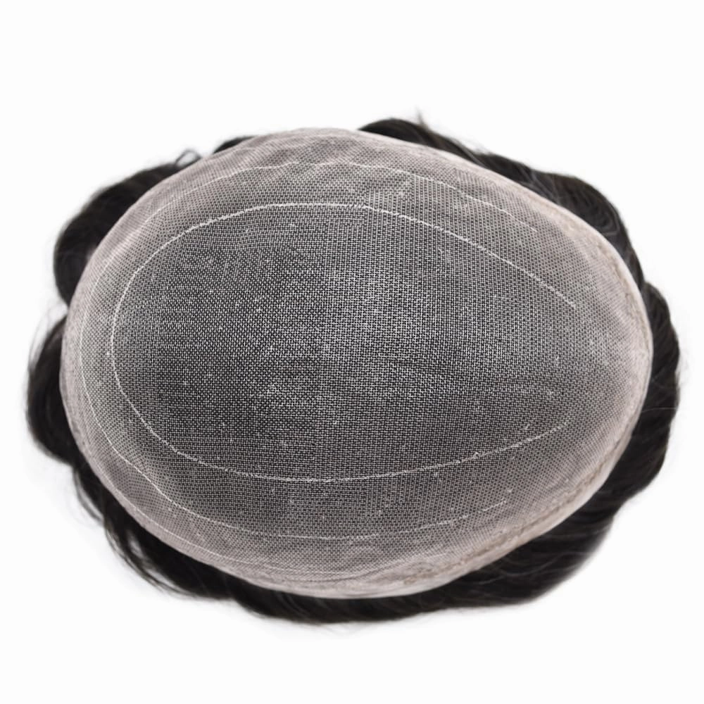 Toupee For Men Human Hair Piece For Men Replacement System Fine Welded Mono Full Lace Mens Toupee Mens Hairpiece 8x10 100% light to medium density#1B05 1B# OFF BLACK 05% GREY