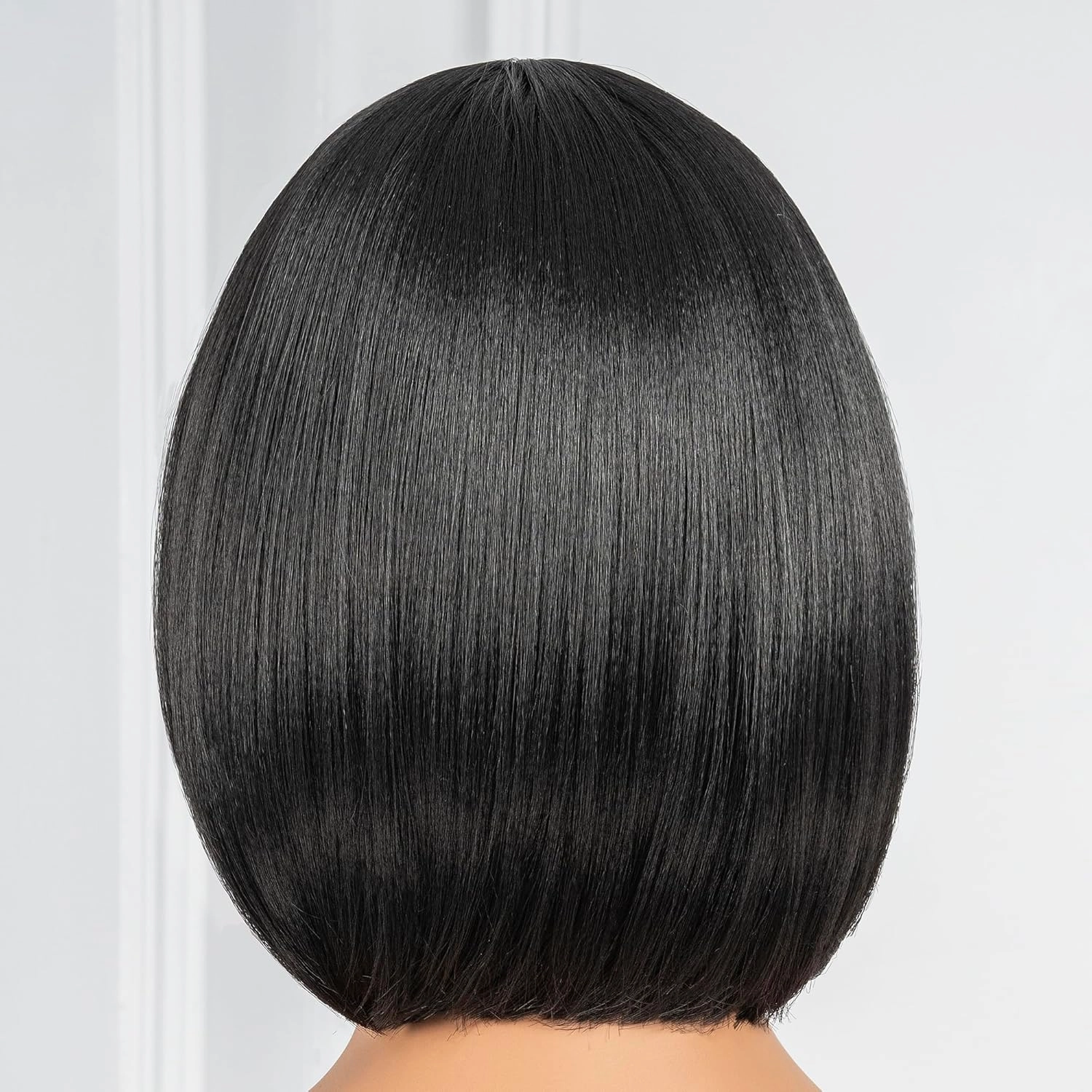 ToyoTress Brown Black Bob Wigs With Bangs - 10 Inch Yaki Straight Hair Daily Costume Wig For Black Women, Soft Short Synthetic Hair Replacement Wigs Heat Resistant (10 Inch, #2-613H)