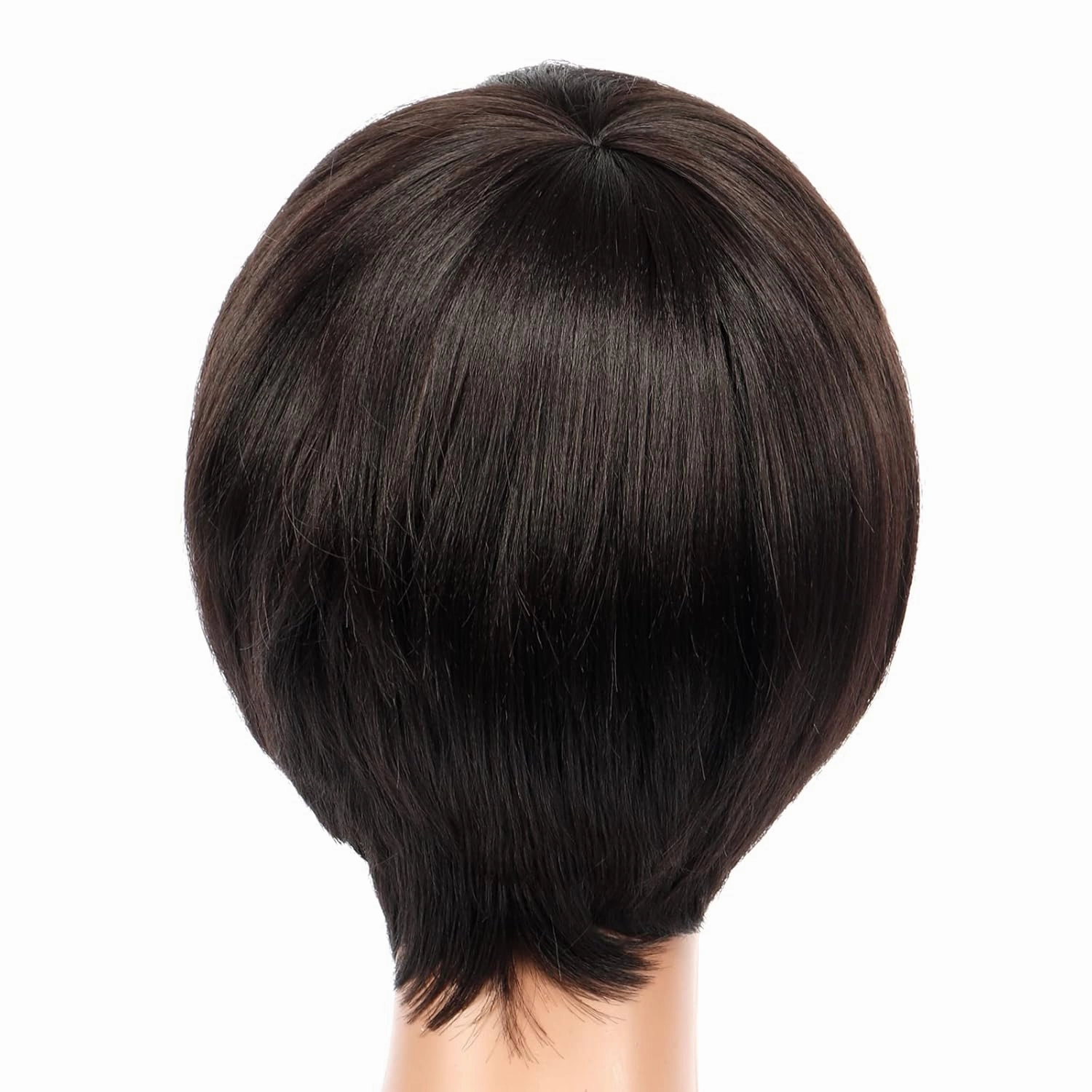 ToyoTress Short Pixie Cut Wigs - 4 Inch Brown Highlight Short Layered Wig For Black Women, Light Yaki Straight Daily Costume Synthetic Hair Wigs Heat Resistant (4 Inch, FH4/30)