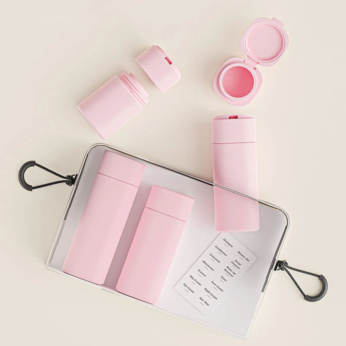 Travel Bottles Set - TSA Approved Leak Proof Squeezable Containers for Toiletries, Conditioner, Shampoo, Lotion & Body Wash Accessories (pink)
