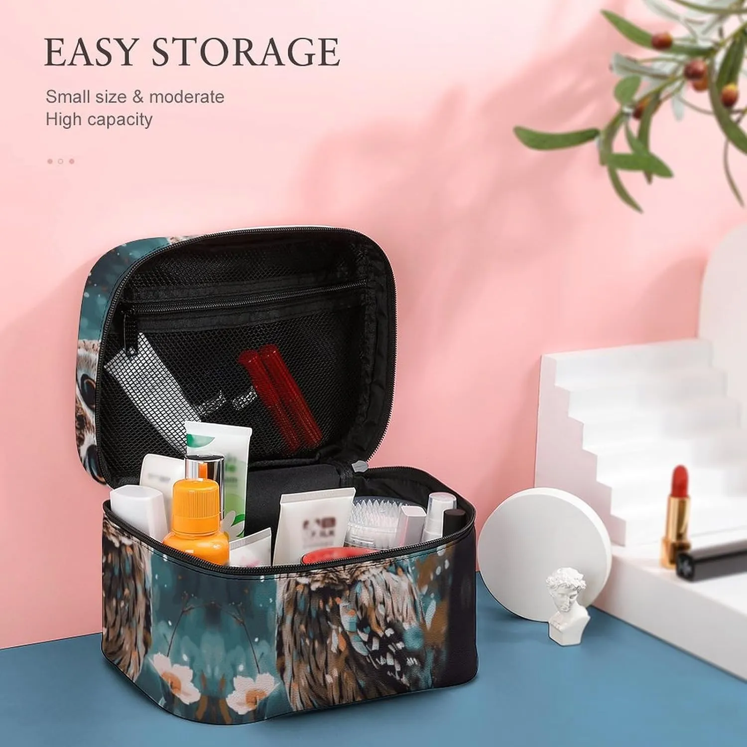 Travel Toiletry Bag for Women And Men,Animal Cute Owl Toiletry Organizer, Makeup Bag Travel Organizer for Shampoo,Toiletries