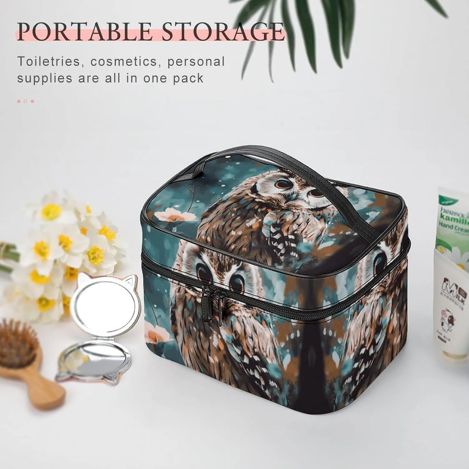 Travel Toiletry Bag for Women And Men,Animal Cute Owl Toiletry Organizer, Makeup Bag Travel Organizer for Shampoo,Toiletries