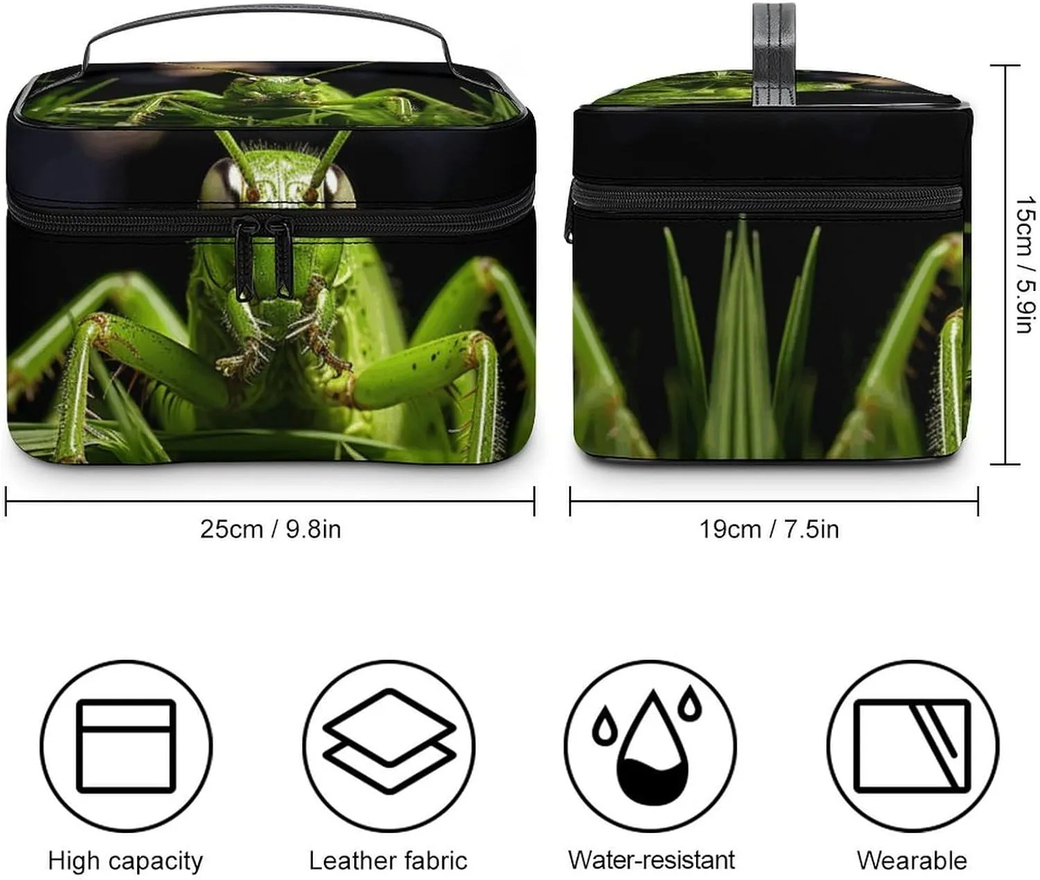 Travel Toiletry Bag for Women And Men,Grasshopper on Grass Toiletry Organizer, Makeup Bag Travel Organizer for Shampoo,Toiletries