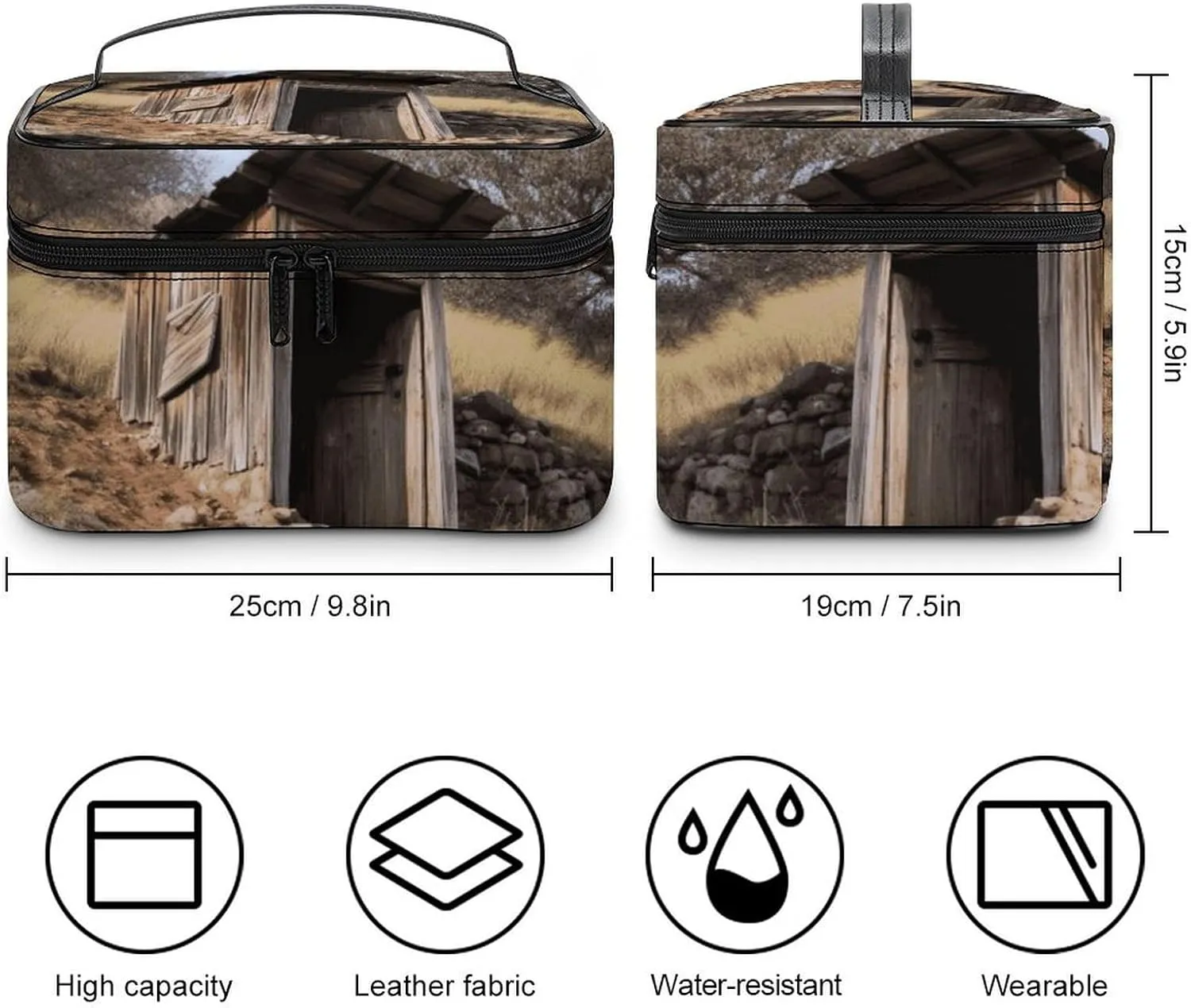 Travel Toiletry Bag for Women And Men,Old Ancient Outhouse Toiletry Organizer, Makeup Bag Travel Organizer for Shampoo,Toiletries