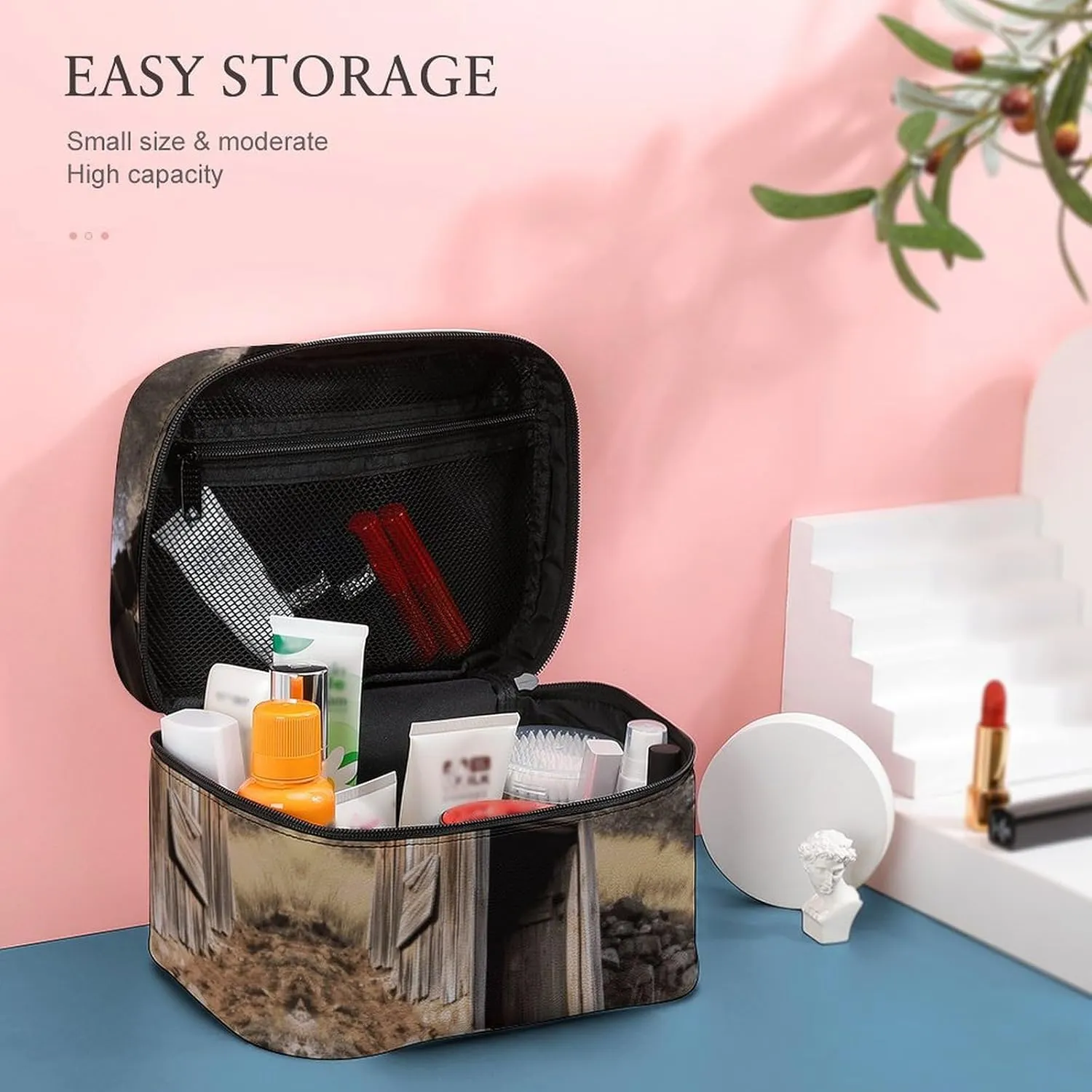Travel Toiletry Bag for Women And Men,Old Ancient Outhouse Toiletry Organizer, Makeup Bag Travel Organizer for Shampoo,Toiletries