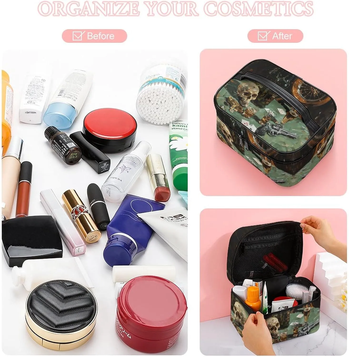 Travel Toiletry Bag for Women And Men,Pistol And Cards Toiletry Organizer, Makeup Bag Travel Organizer for Shampoo,Toiletries