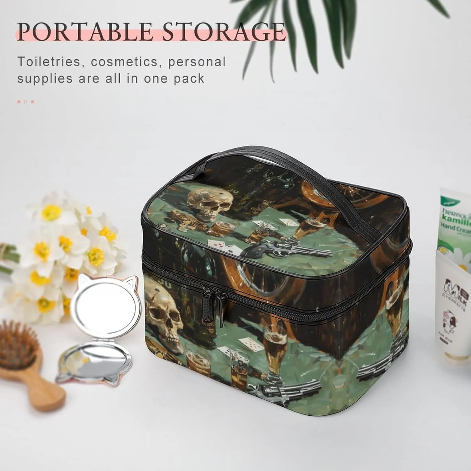 Travel Toiletry Bag for Women And Men,Pistol And Cards Toiletry Organizer, Makeup Bag Travel Organizer for Shampoo,Toiletries
