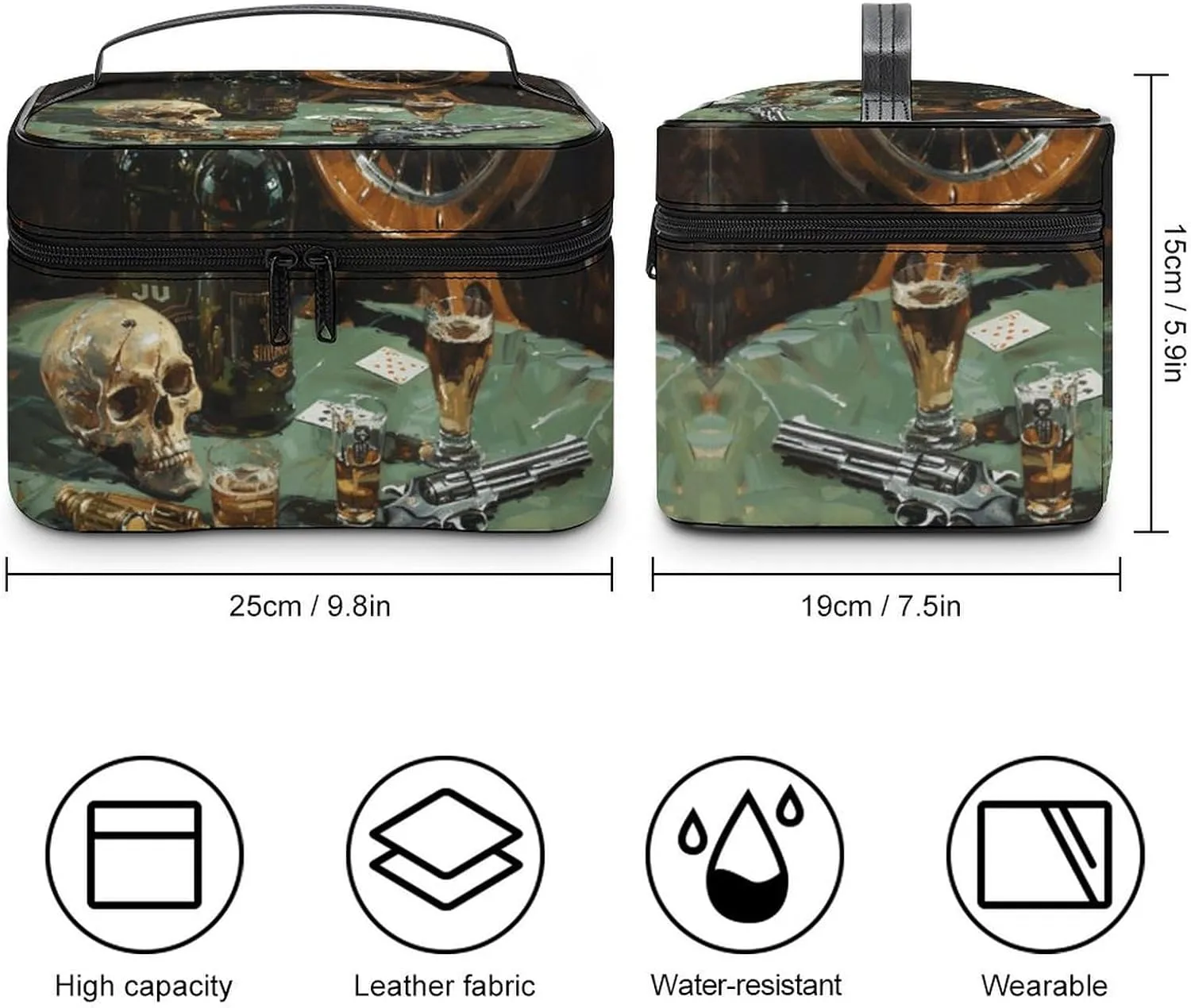 Travel Toiletry Bag for Women And Men,Pistol And Cards Toiletry Organizer, Makeup Bag Travel Organizer for Shampoo,Toiletries