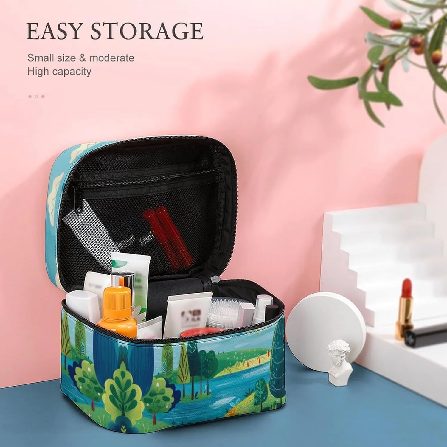 Travel Toiletry Bag for Women And Men,Rural Landscape Painting Toiletry Organizer, Makeup Bag Travel Organizer for Shampoo,Toiletries