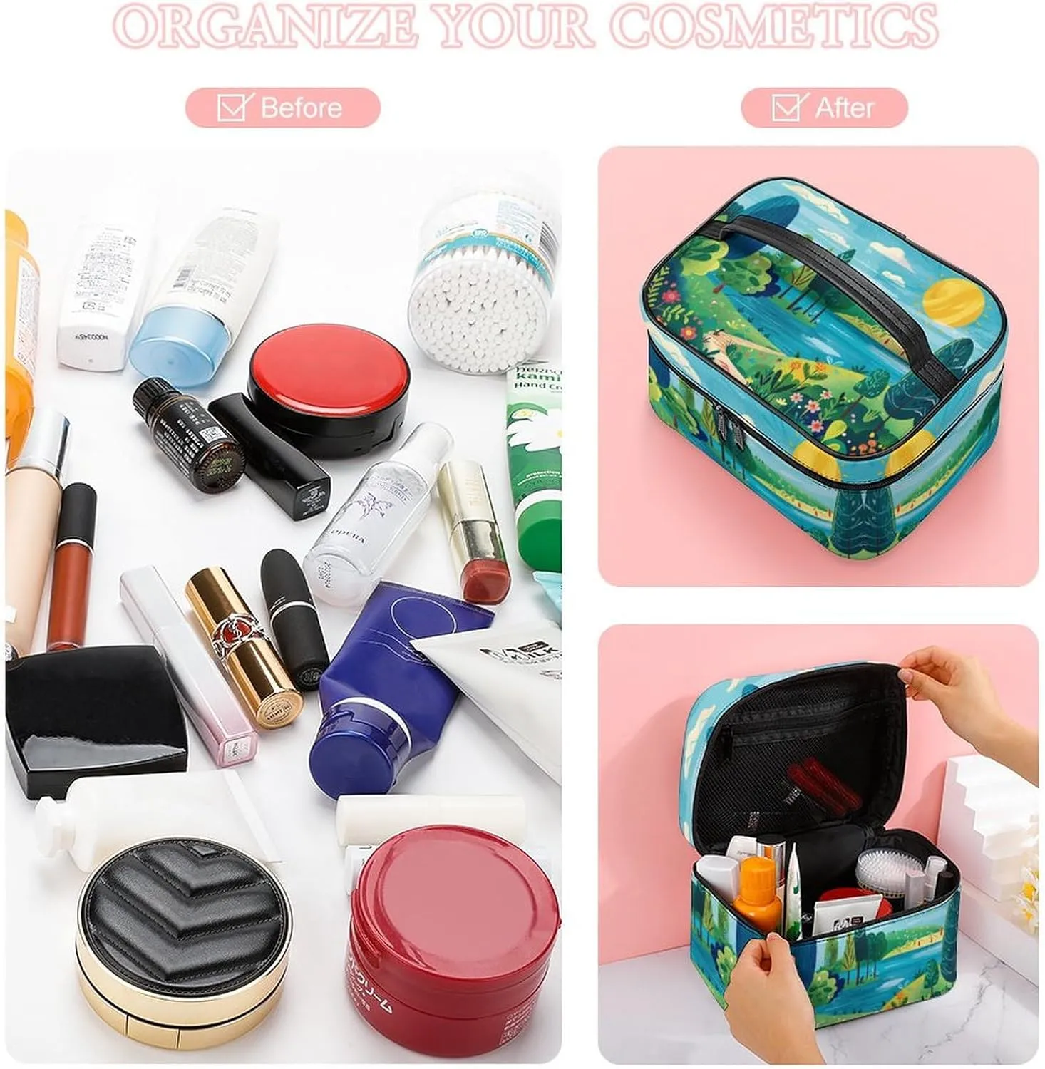 Travel Toiletry Bag for Women And Men,Rural Landscape Painting Toiletry Organizer, Makeup Bag Travel Organizer for Shampoo,Toiletries