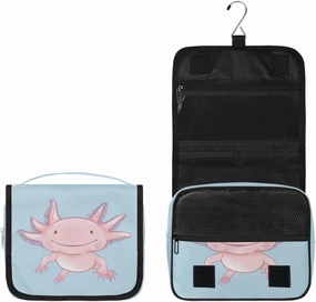 Travel Toiletry Bag for Women with Hanging Hook, Waterproof Makeup Cosmetic Bag Organizer Toiletries Bag for Travel Size Container,Accessories,Shampoo,Brushes Tools (Axolotl)