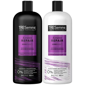 TRESemmé Shampoo and Conditioner, Keratin Repair – Bond Repair Hair Treatment, Frizz Control, 28 Oz Ea