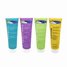 TRISWIM Kids After Swim Value Pack of 4 Travel Mesh Bag   Swim Care Chlorine Removal Body Wash   Swimming Lotion   Swim Shampoo and Conditioner 8.5 fl oz Keep your Little Swimmers Clean and Healthy