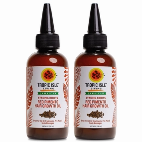 Tropic Isle Living - Strong Roots Red Pimento Hair Growth Oil | 100% Natural, Organic Jamaican Black Castor Oil, Soften Hair and gives Shine. Strengthen Hair and Scalp (Pack of 2)