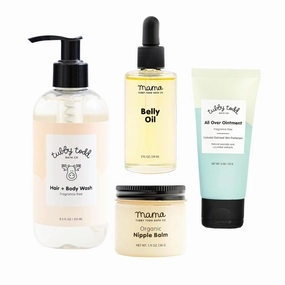 Tubby Todd New Baby & Mom Sensitive Skincare Kit - The Mama   Baby Gift Set - Baby Shampoo and Body Wash 8.5 Oz, All Over Ointment 2 Oz, Belly Oil 2 Fl Oz & Nipple Balm 1.9 Oz - Fragrance-Free