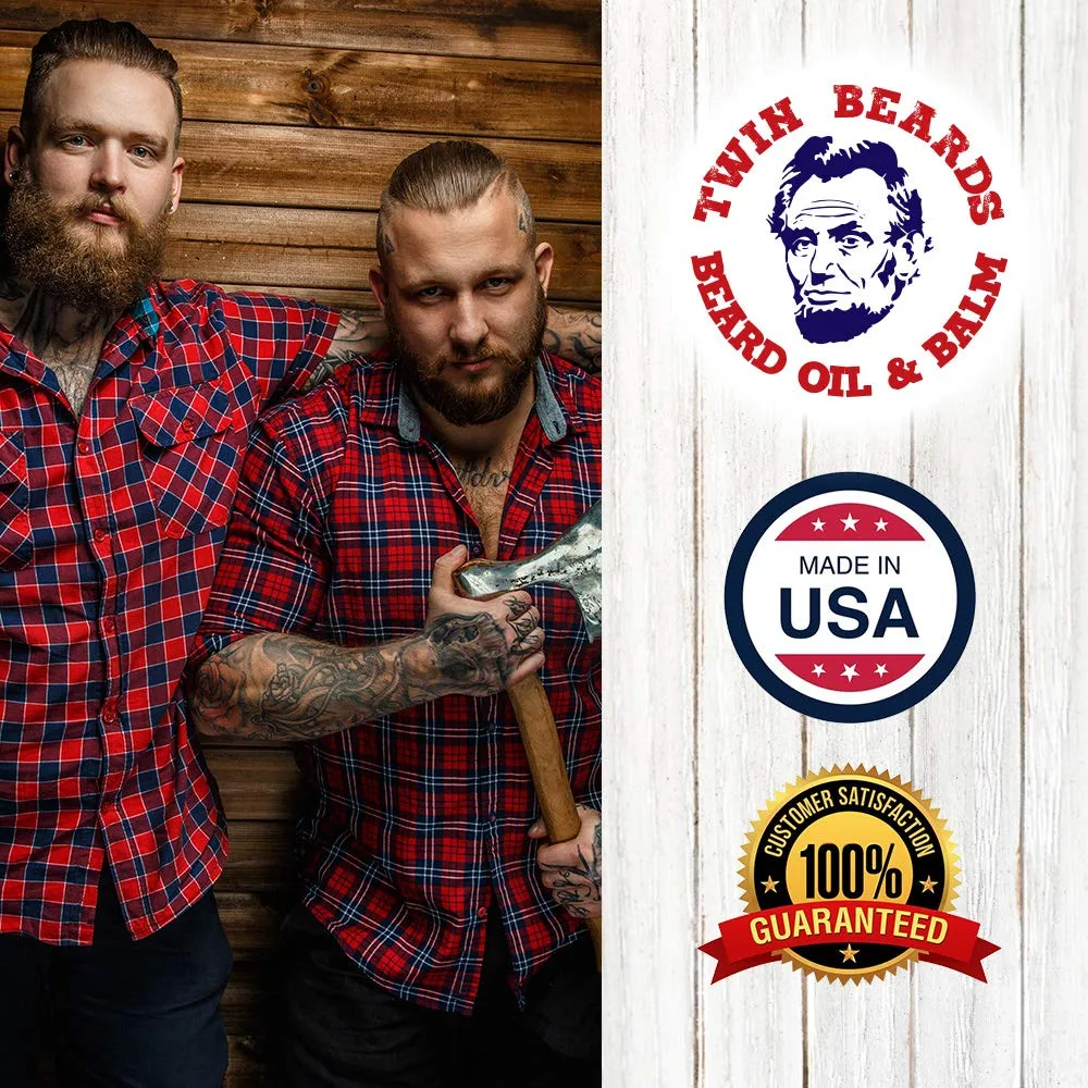 Twin Beards Sandalwood Beard Oil for Men | Beard Conditioner for Men | Essential Beard Care | Beard Softener for Men during Beard Growth | Beard Moisturizer | Mens Beard Oil Sandalwood | 8 oz