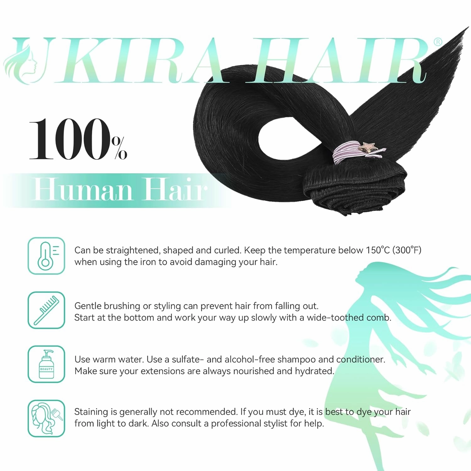 Ukira Black Clip in Hair Extensions Real Human Hair, 12 Inch 100g 7pcs Natural Black Hair Extensions Real Human Hair, Soft Straight Remy Human Hair Clip in Extensions for Women