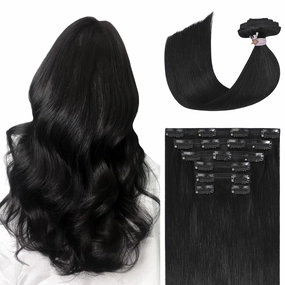 Ukira Black Clip in Hair Extensions Real Human Hair, 12 Inch 100g 7pcs Natural Black Hair Extensions Real Human Hair, Soft Straight Remy Human Hair Clip in Extensions for Women