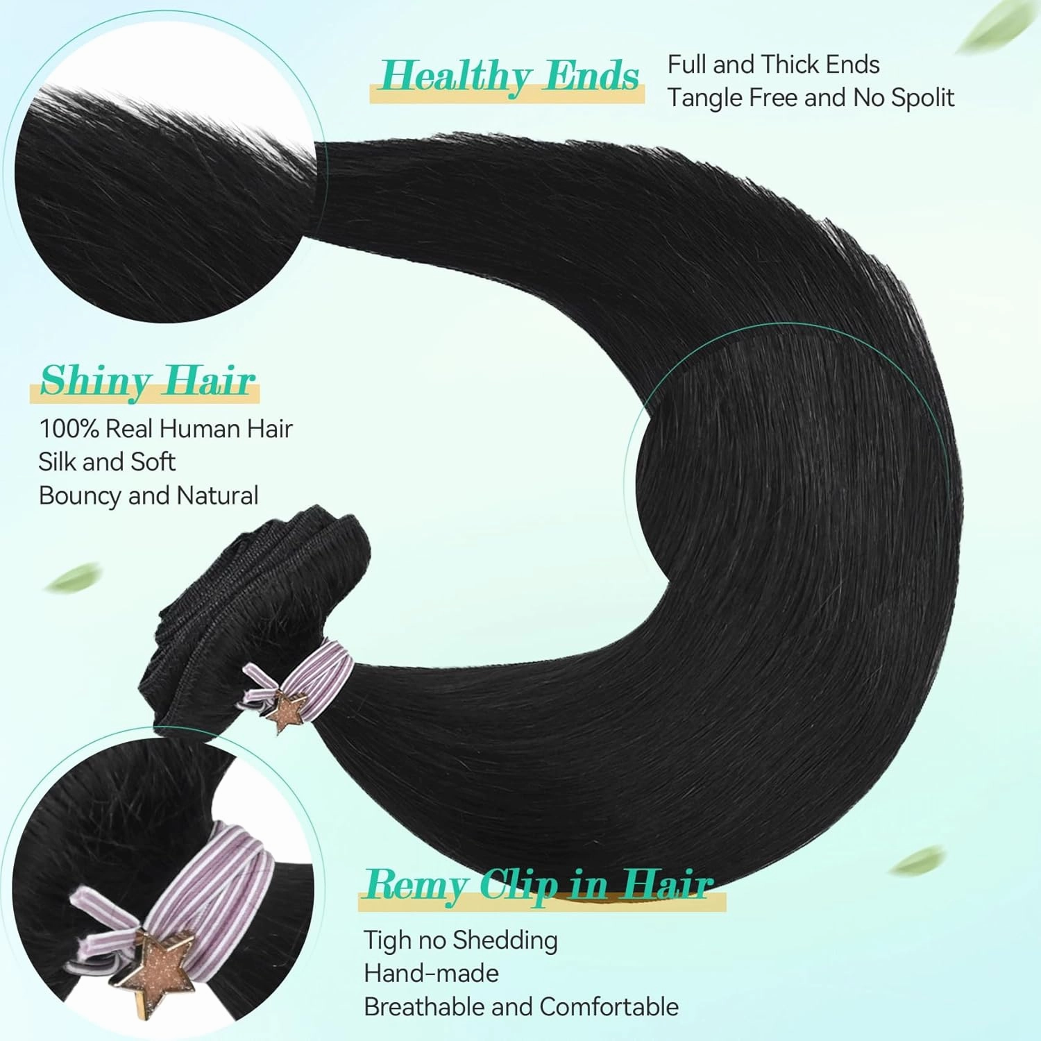 Ukira Black Clip in Hair Extensions Real Human Hair, 16 Inch 120g 7pcs Natural Black Hair Extensions Real Human Hair, Soft Straight Remy Human Hair Clip in Extensions for Women