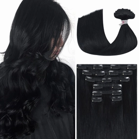 Ukira Black Hair Extensions Real Human Hair, 20 Inch 120g 7pcs #1 Jet Black Human Hair Extensions Clip ins, Natural Soft Straight Remy Human Hair Clip in Extensions for Women