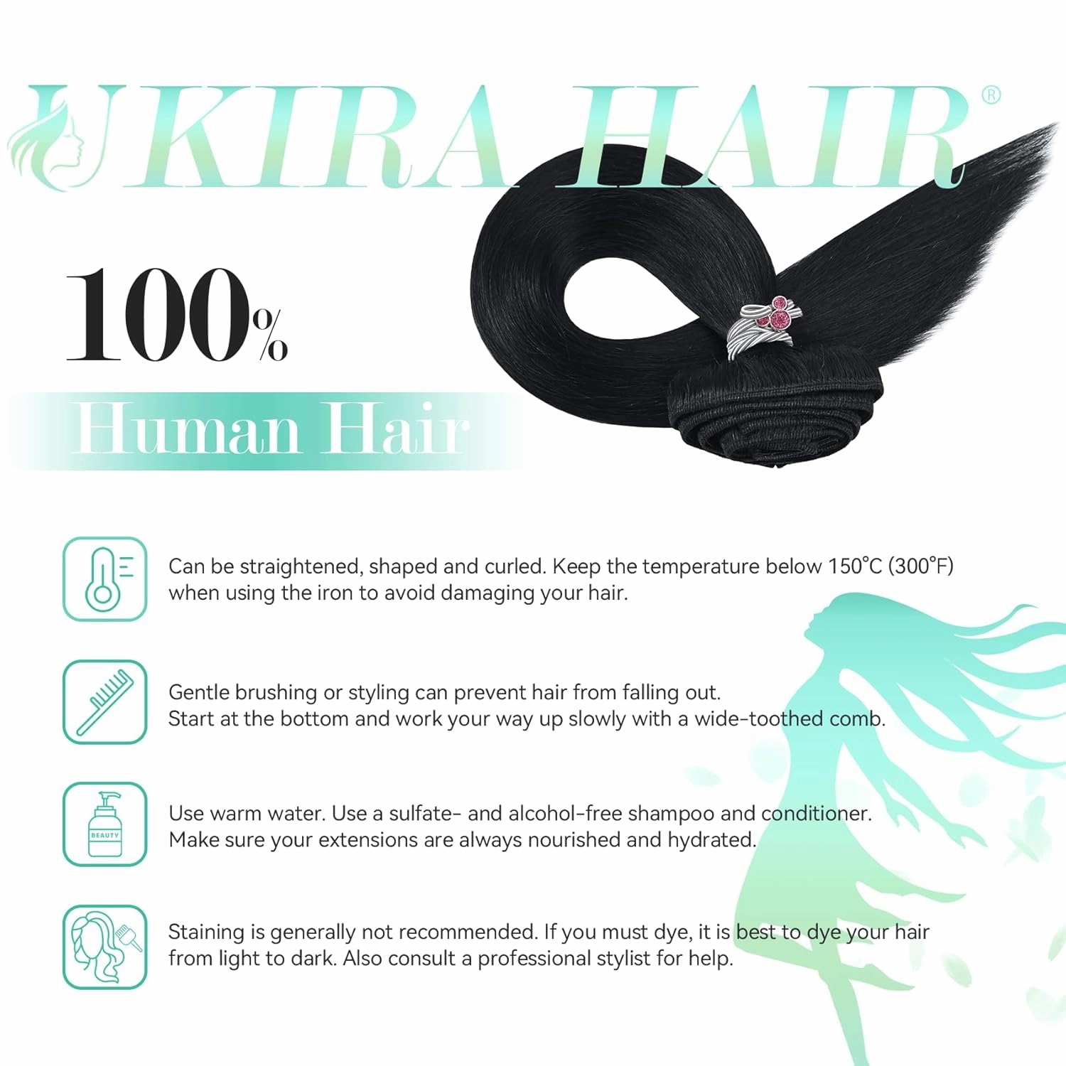 Ukira Black Hair Extensions Real Human Hair, 20 Inch 120g 7pcs #1 Jet Black Human Hair Extensions Clip ins, Natural Soft Straight Remy Human Hair Clip in Extensions for Women