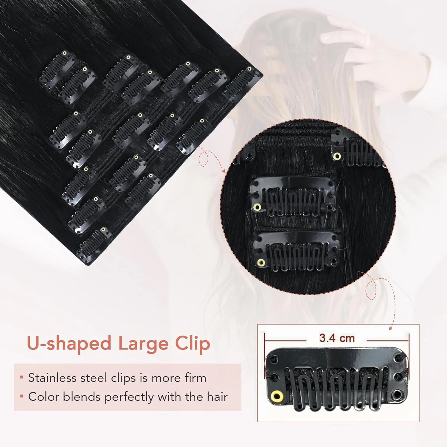 Ukira Black Silver Ombre Hair Extensions Real Human Hair, 12 Inch 100g 7pcs Natural Black Fading to Grey Clip in Hair Extensions, Soft Natural Straight Remy Human Hair Clip in Extensions