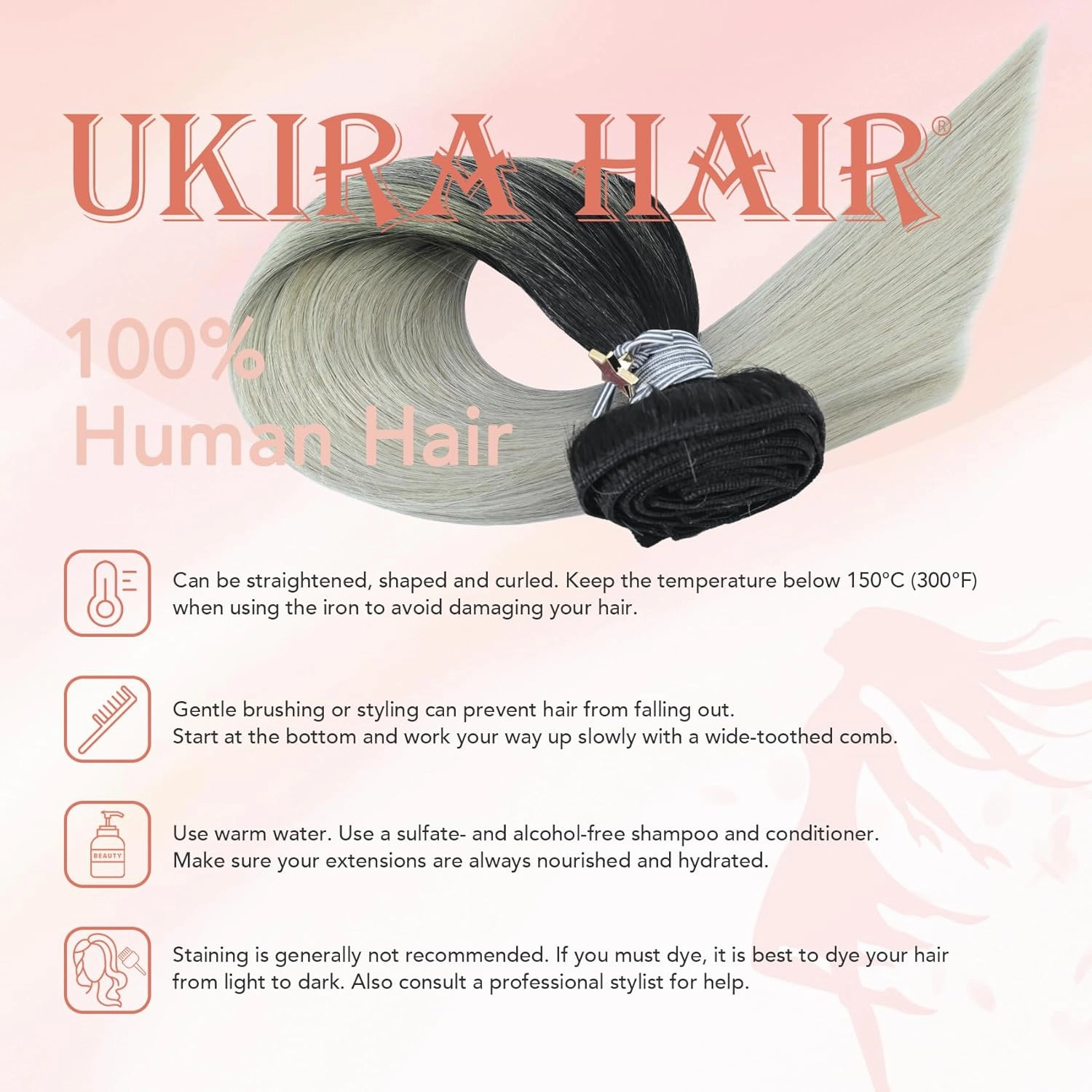 Ukira Black Silver Ombre Hair Extensions Real Human Hair, 12 Inch 100g 7pcs Natural Black Fading to Grey Clip in Hair Extensions, Soft Natural Straight Remy Human Hair Clip in Extensions