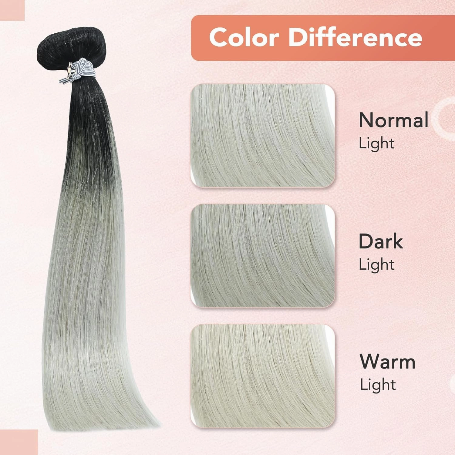 Ukira Black Silver Ombre Hair Extensions Real Human Hair, 12 Inch 100g 7pcs Natural Black Fading to Grey Clip in Hair Extensions, Soft Natural Straight Remy Human Hair Clip in Extensions