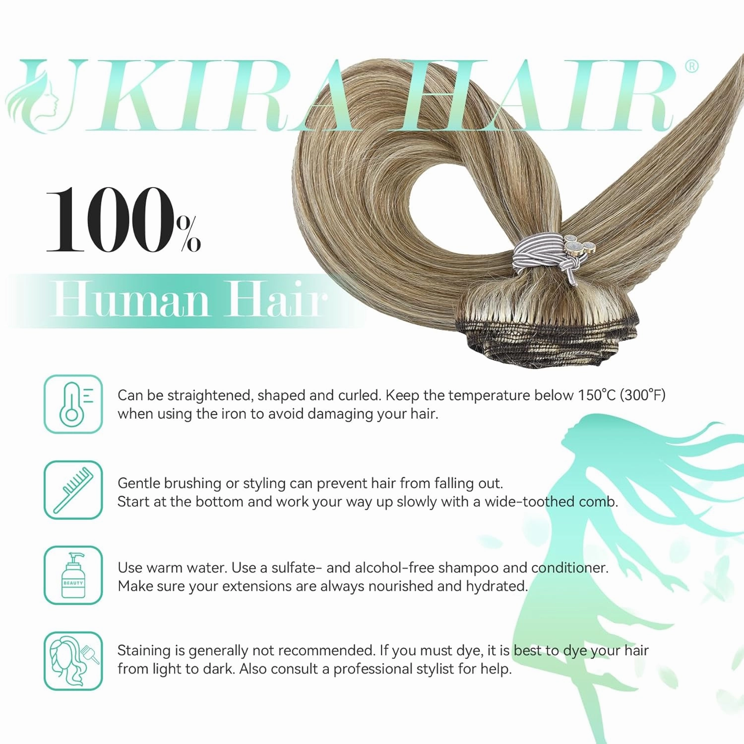 Ukira Blonde Clip in Hair Extensions Real Human Hair, 12 Inch 100g 7pcs 18/60 Highlighted Human Hair Extensions Ash Blonde Mixed Bleach Blond, Natural Straight Remy Human Hair Clip in Extensions