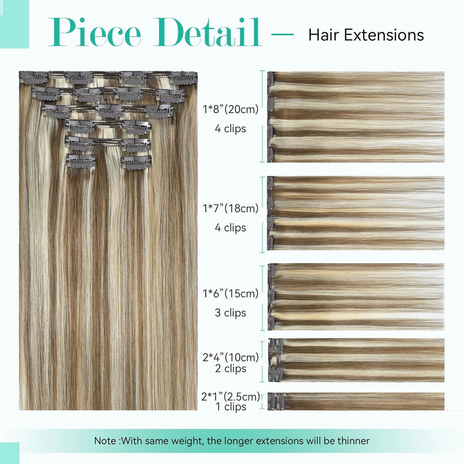 Ukira Blonde Clip in Hair Extensions Real Human Hair, 12 Inch 100g 7pcs 18/60 Highlighted Human Hair Extensions Ash Blonde Mixed Bleach Blond, Natural Straight Remy Human Hair Clip in Extensions