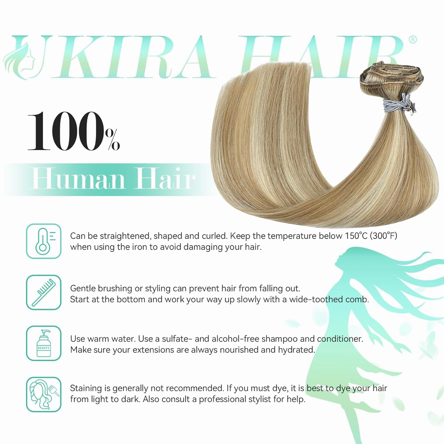 Ukira Blonde Hair Extensions Clip in Real Human Hair, 18 Inch 70g 7pcs Golden Blonde Highlights Human Hair Extensions Clip ins for Women, Soft Natural Straight Remy Human Hair Clip in Extensions