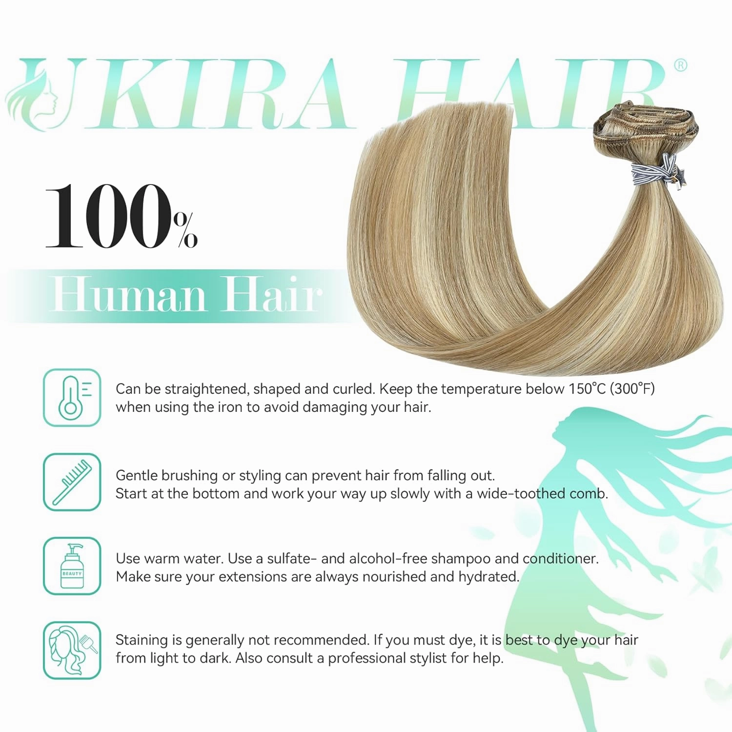 Ukira Blonde Hair Extensions Real Human Hair, 22 Inch 70g 7pcs Golden Blonde Highlights Clip in Hair Extensions Real Human Hair, Soft Natural Straight Remy Human Hair Clip in Extensions for Women
