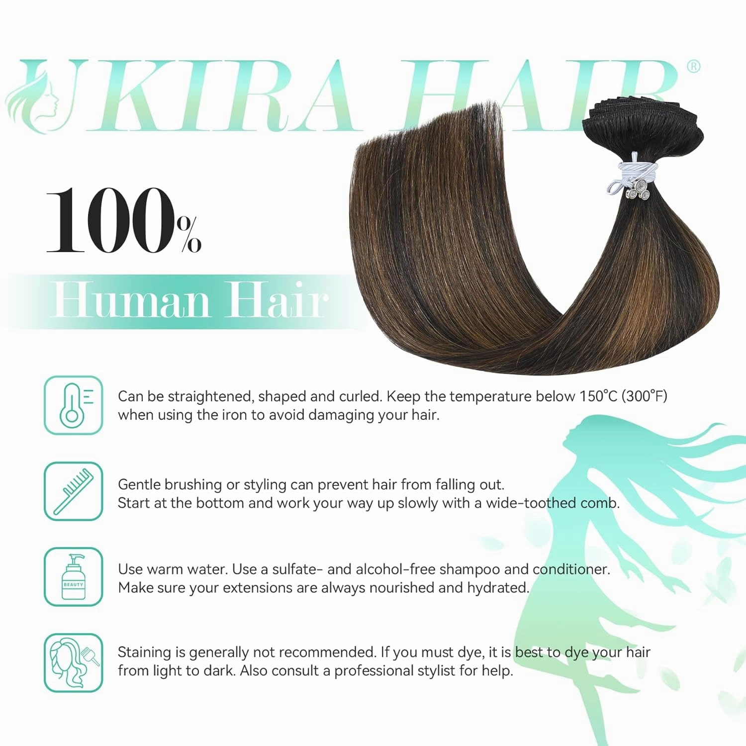Ukira Brown Balayage Hair Extensions Real Human Hair, 22 Inch 70g 7pcs 2/6/2 Dark Brown to Chestnut Brown Ombre Clip in Hair Extensions, Natural Straight Remy Human Hair Clip in Extensions