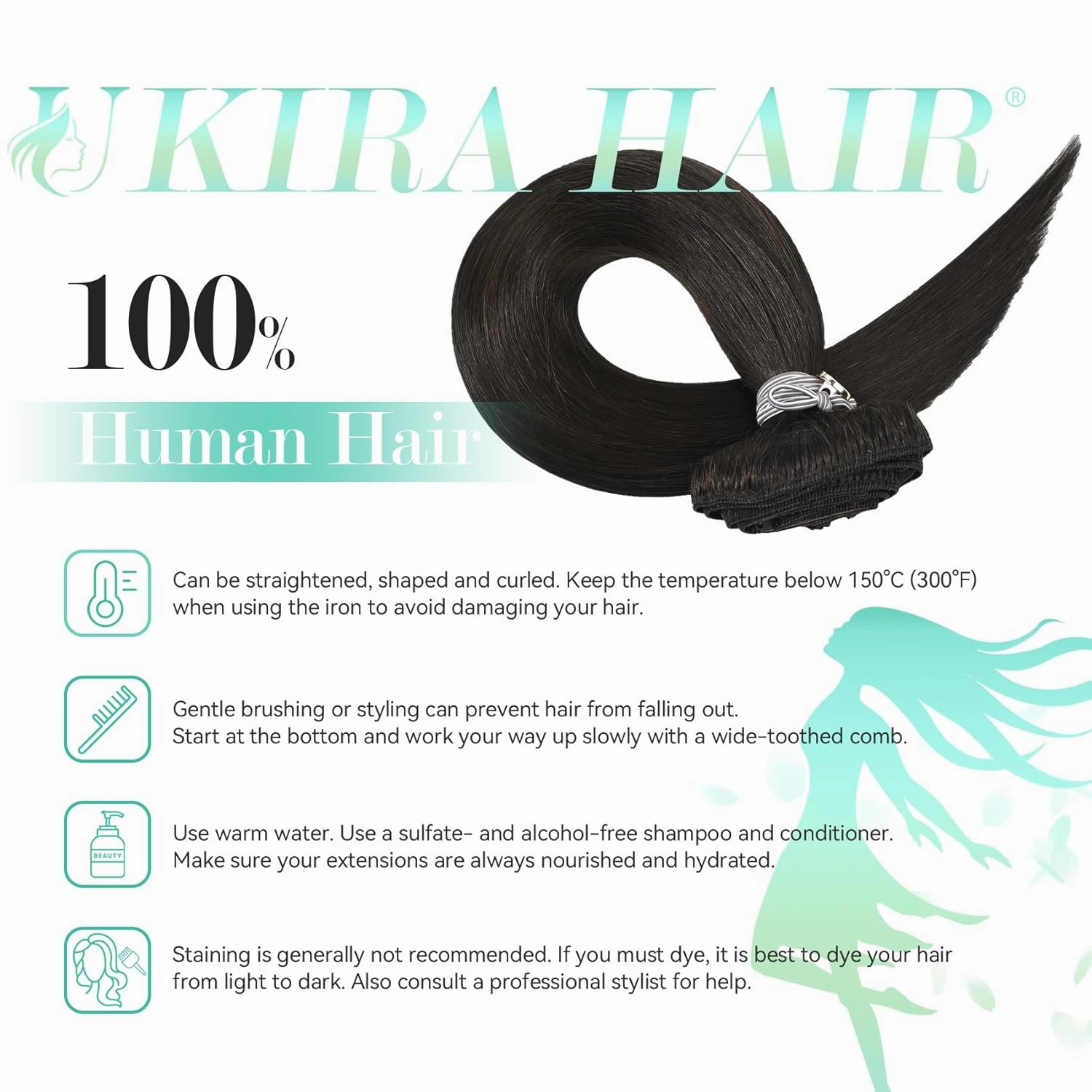 Ukira Dark Brown Hair Extensions Real Human Hair, 12 Inch 100g 7pcs #2 Brown Clip in Hair Extensions, Soft Natural Straight Remy Human Hair Clip in Extensions for Women