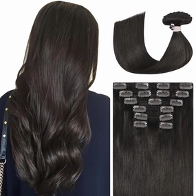Ukira Dark Brown Hair Extensions Real Human Hair, 12 Inch 100g 7pcs #2 Brown Clip in Hair Extensions, Soft Natural Straight Remy Human Hair Clip in Extensions for Women