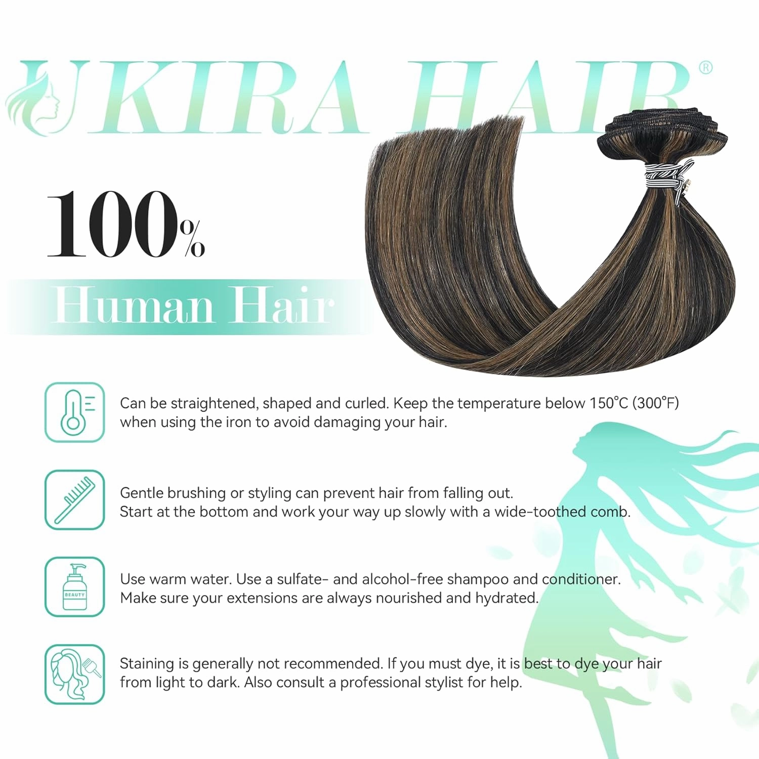 Ukira Hair Extensions Real Human Hair Clip in, 18 Inch 70g 7pcs Balayage Hair Extensions Natural Black Mixed Chestnut Brown, Ntural Straight Remy Human Hair Clip in Extensions for Women