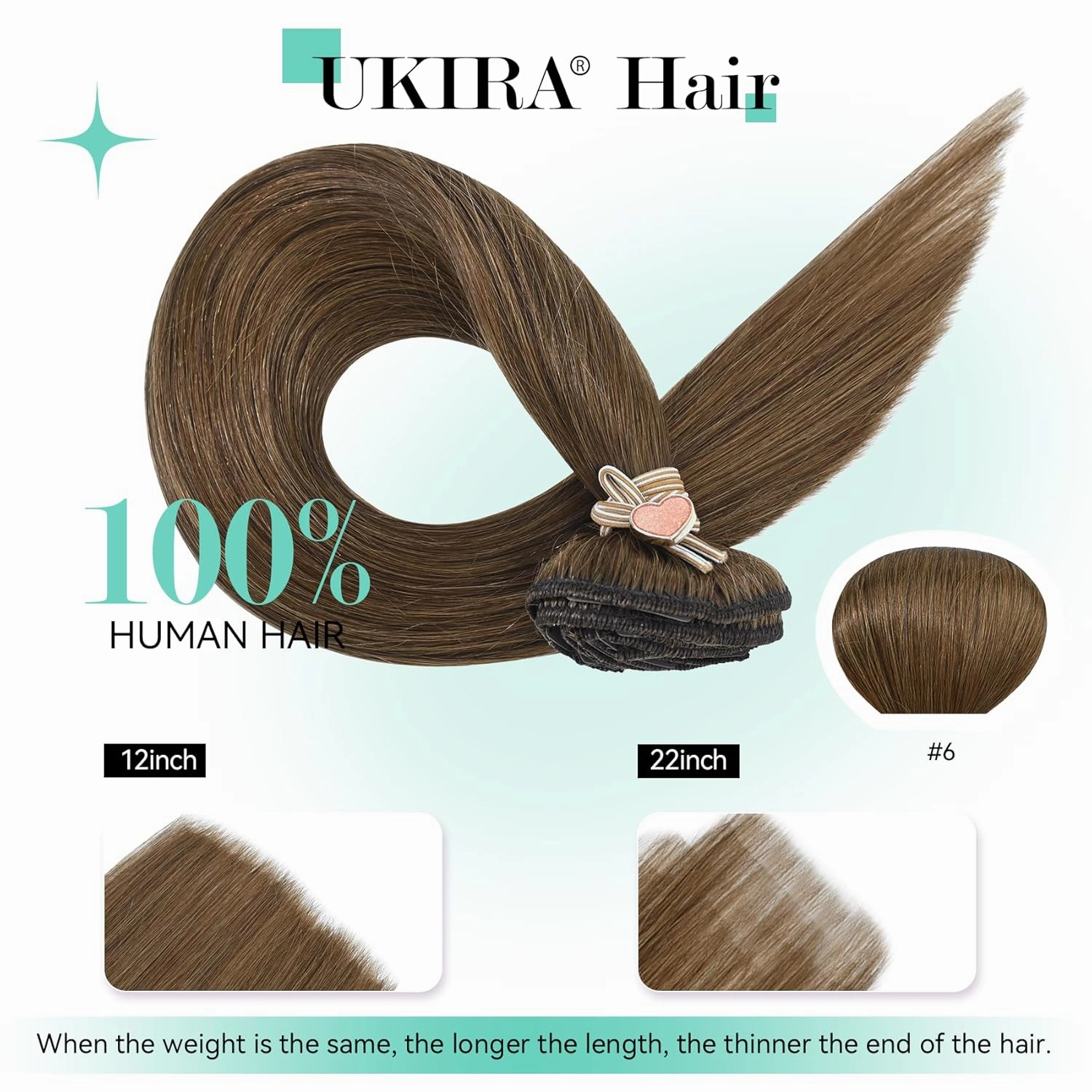 Ukira Light Brown Hair Extensions Real Human Hair, 15 Inch 70g 7pcs Brown Clip in Hair Extensions Real Human Hair, Soft Natural Straight Remy Human Hair Clip in Extensions for Women
