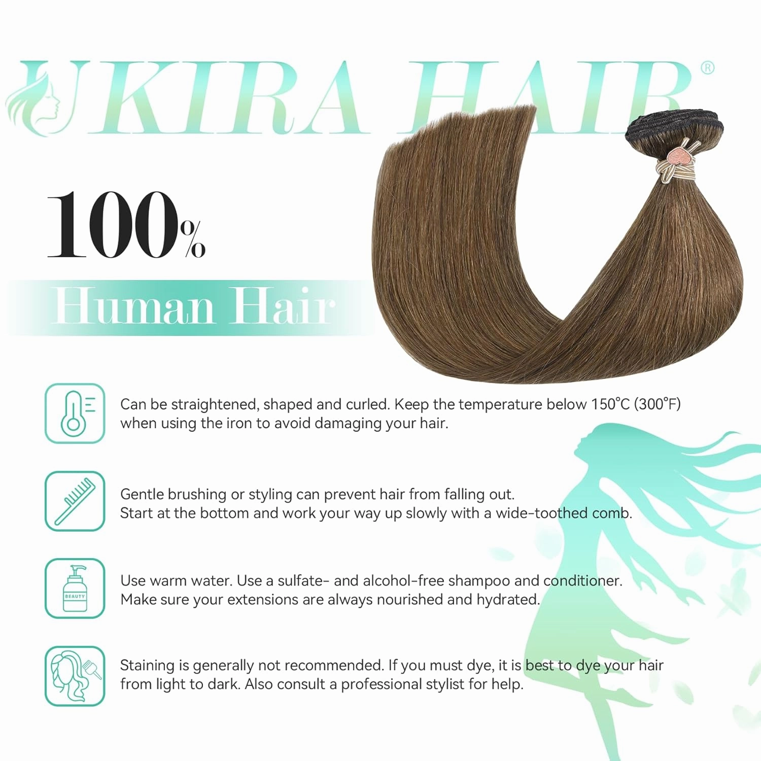 Ukira Light Brown Hair Extensions Real Human Hair, 15 Inch 70g 7pcs Brown Clip in Hair Extensions Real Human Hair, Soft Natural Straight Remy Human Hair Clip in Extensions for Women