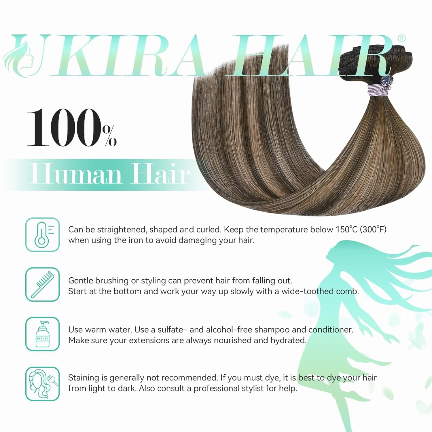 Ukira Mushroom Brown Clip in Hair Extensions Real Human Hair, 20 Inch 120g 7pcs Balayage Hair Extensions Real Human Hair, Natural Straight Remy Human Hair Clip in Extensions for Women