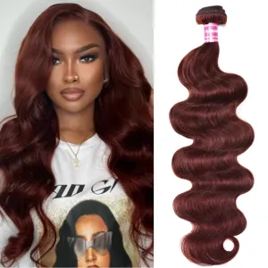 UNICE Reddish Brown Body Wave Human Hair Weave 1 Bundle 8 inch Brazilian Remy Human Hair Sew In Extensions 33b Color Soft and Keep Waves after Multiple Washes