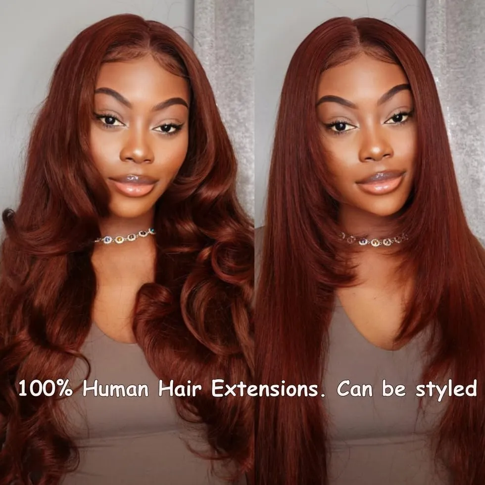 UNICE Reddish Brown Body Wave Human Hair Weave 1 Bundle 8 inch Brazilian Remy Human Hair Sew In Extensions 33b Color Soft and Keep Waves after Multiple Washes