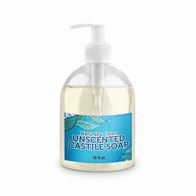 Unscented Pure Castile Liquid Soap for Face, Hand & Body Wash-Vegan, Non-GMO, Made in USA, All Skin Types, Dry & Sensitive Skin 16 oz