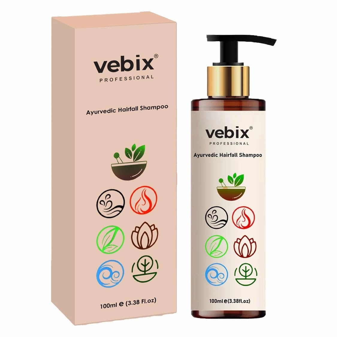 V.ebix/Professional Customized Ayurvedic Anti-Hairfall Shampoo For All Hair (100ml)