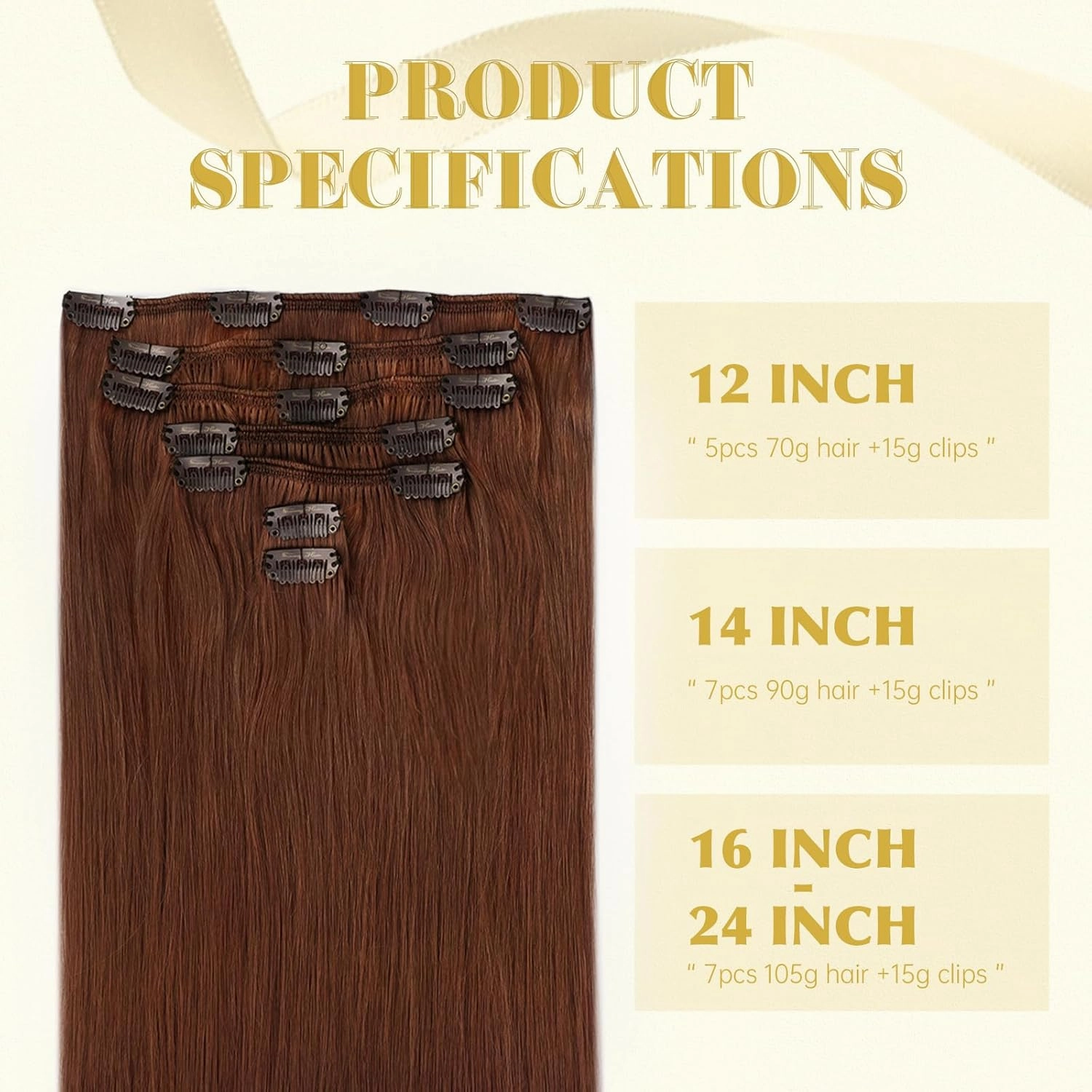 Ve Sunny Human Hair Clip in Extensions Auburn Clip in Hair Extensions Burgundy Auburn Clip in Hair Extensions Human Hair Straight Highlight Personality for Party Comfortable 7pcs 120g 22inch