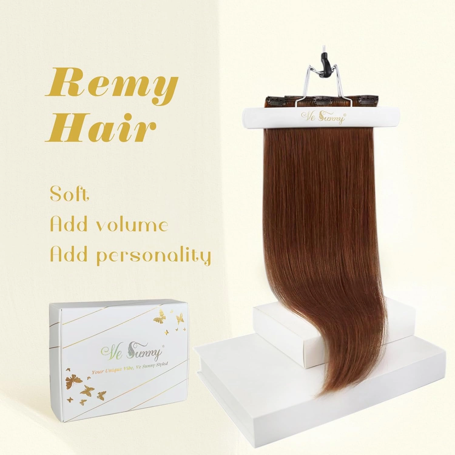 Ve Sunny Human Hair Clip in Extensions Auburn Clip in Hair Extensions Burgundy Auburn Clip in Hair Extensions Human Hair Straight Highlight Personality for Party Comfortable 7pcs 120g 22inch