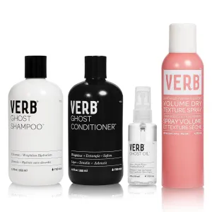 Verb Ghost Shampoo & Conditioner Duo, 12 fl oz   VERB Volume Dry Texture Spray, 5 oz   VERB Ghost Oil, 2oz Bundle
