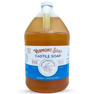 Vermont Castile Soap Unscented, Gentle Liquid Soap for Sensitive Skin & Natural Body Wash, Organic Hair Shampoo for Oily Hair, Aloe Castile Soap for Men & Women - Gallon